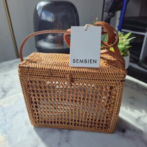 Bembien Flora Crossbody Rattan Bag Handmade NEW $210 Straw Woven